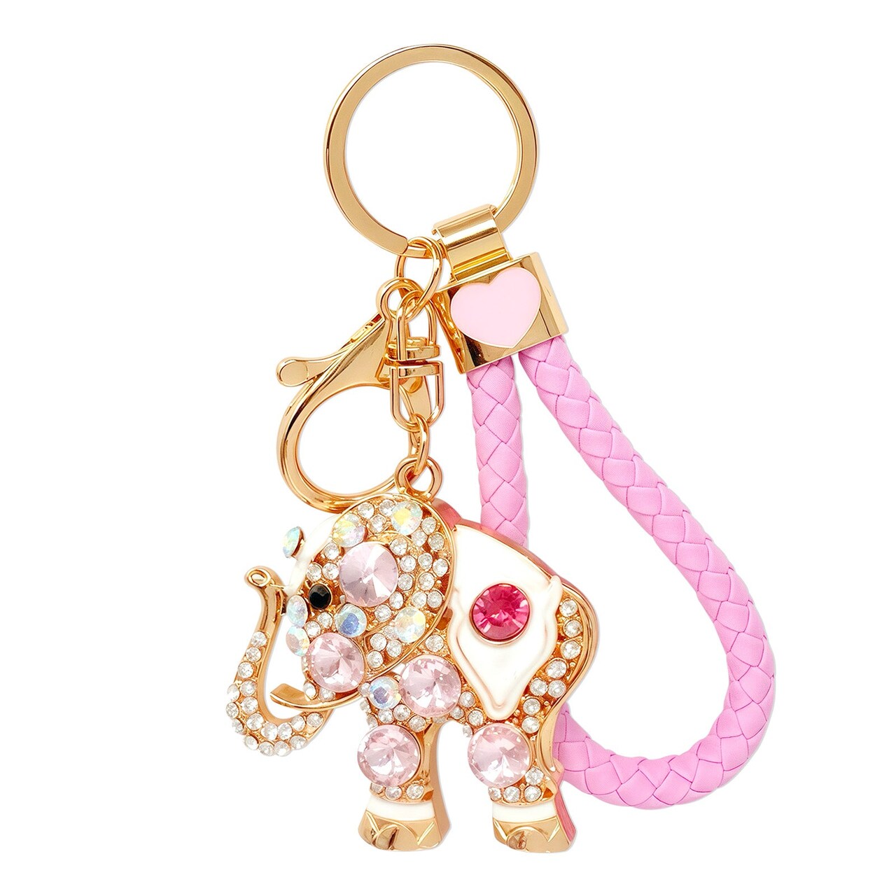 Wrapables Crystal Bling Keychain, Keyring Purse Handbag Pendant Charm, Pink Elephant